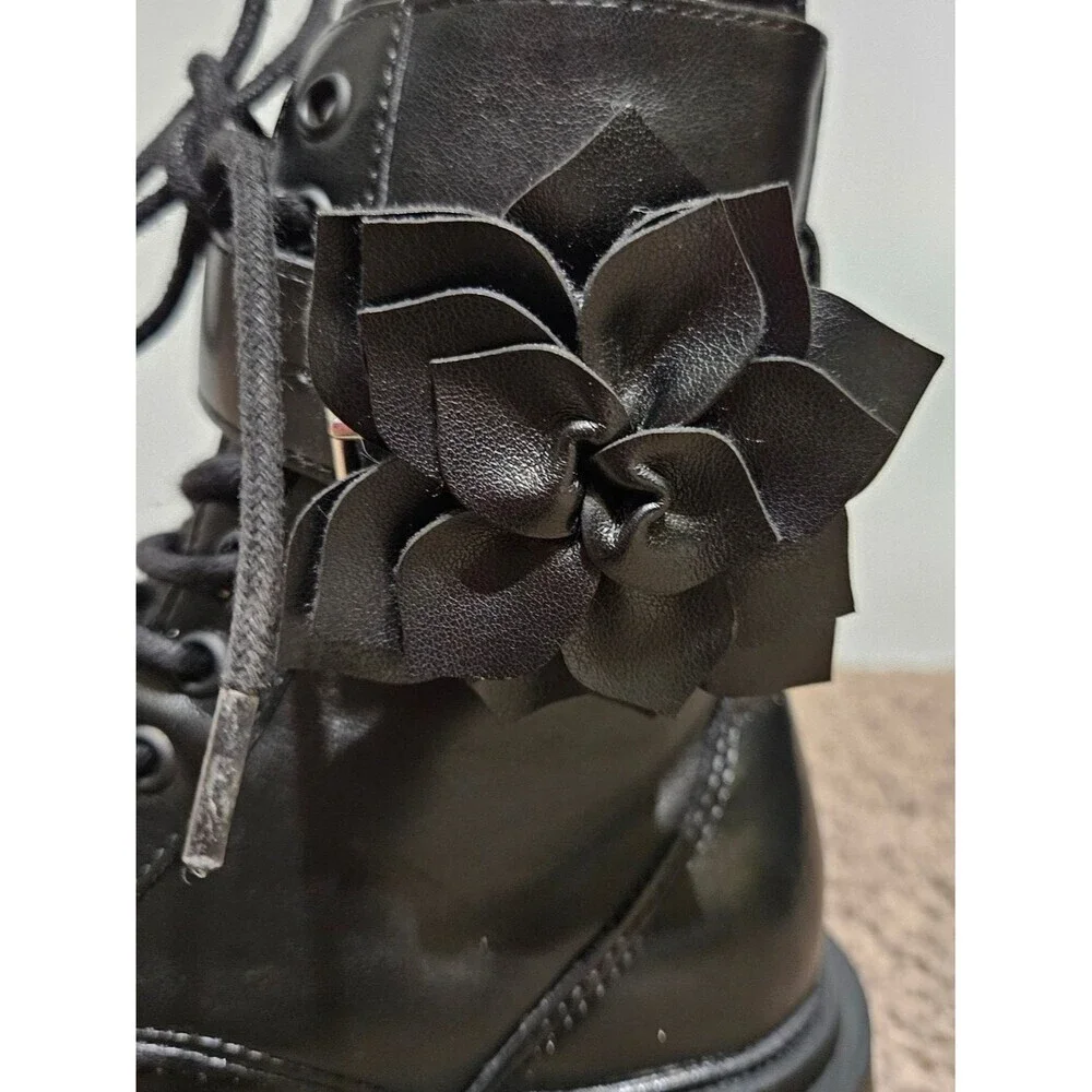 ZARA Girls Chunky Combat Boots Black | Floral Detail  | Trendy